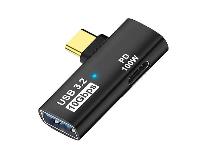 Wefly محول Wefly 2 في 1 USB C إلى USB 3.2 مع منفذ شحن 100 واط، محول Thunderbolt 4/3 OTG لجهاز Rog Ally، Steam Deck، Quest 2، سلسلة iPhone 15، i/Pad، Mac/Book والمزيد من أجهزة Type C - أسود - Image 1