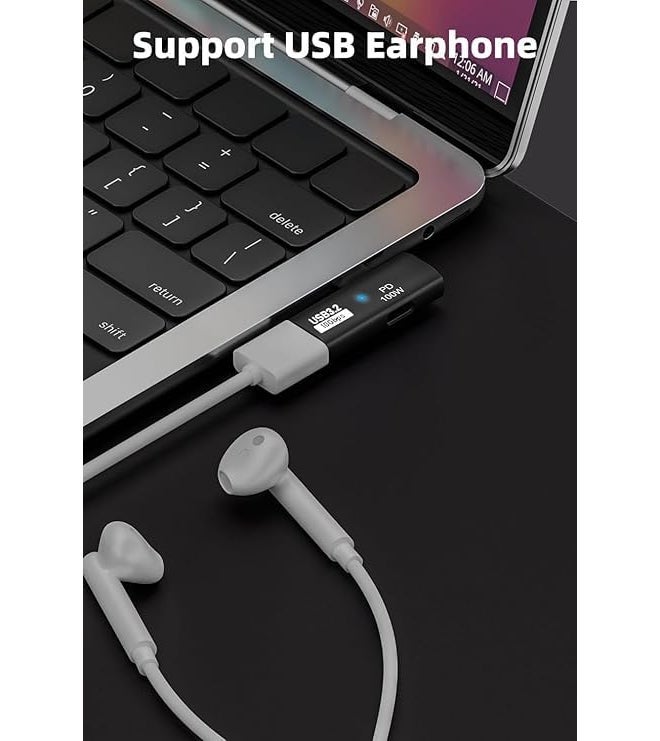 Wefly محول Wefly 2 في 1 USB C إلى USB 3.2 مع منفذ شحن 100 واط، محول Thunderbolt 4/3 OTG لجهاز Rog Ally، Steam Deck، Quest 2، سلسلة iPhone 15، i/Pad، Mac/Book والمزيد من أجهزة Type C - أسود - Image 5