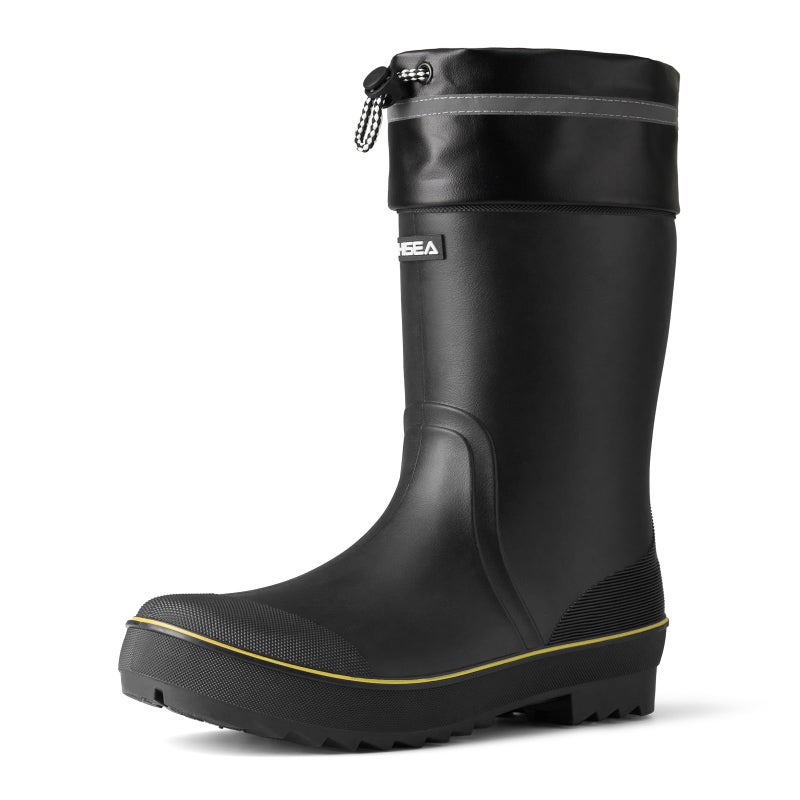 HISEA Men's Rubber Rain Boots Waterproof Durable Non Slip Mid Calf Boots for Garden Fishing Outdoor with Adjustable Closure - Image 1