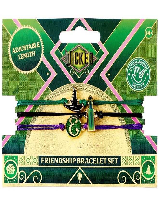 WICKED Elphaba Friendship Bracelet Set of 3 Bracelets - Green, Gold & Purple, One Size, Zinc alloy - 93% zinc + 3% copper + 4% aluminum, No Gemstone - Image 2