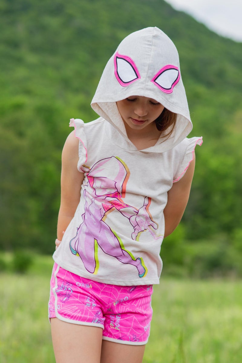 Marvel Spidey and His Amazing Friends Ghost-Spider Toddler Girls Cosplay Tank Top and Dolphin Active French Terry Shorts 4T - Image 4