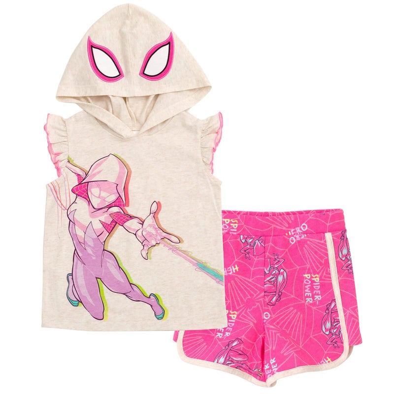 Marvel Spidey and His Amazing Friends Ghost-Spider Toddler Girls Cosplay Tank Top and Dolphin Active French Terry Shorts 4T - Image 1