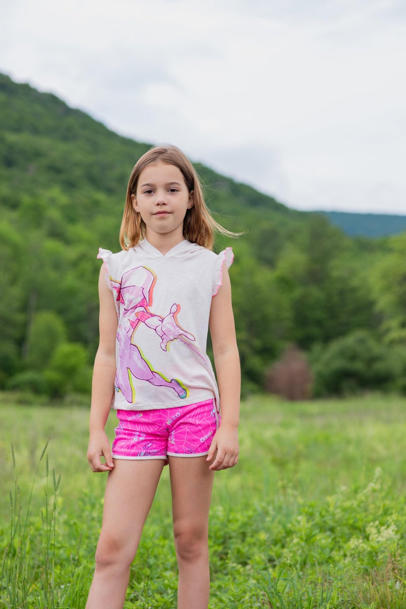 Marvel Spidey and His Amazing Friends Ghost-Spider Toddler Girls Cosplay Tank Top and Dolphin Active French Terry Shorts 4T - Image 2