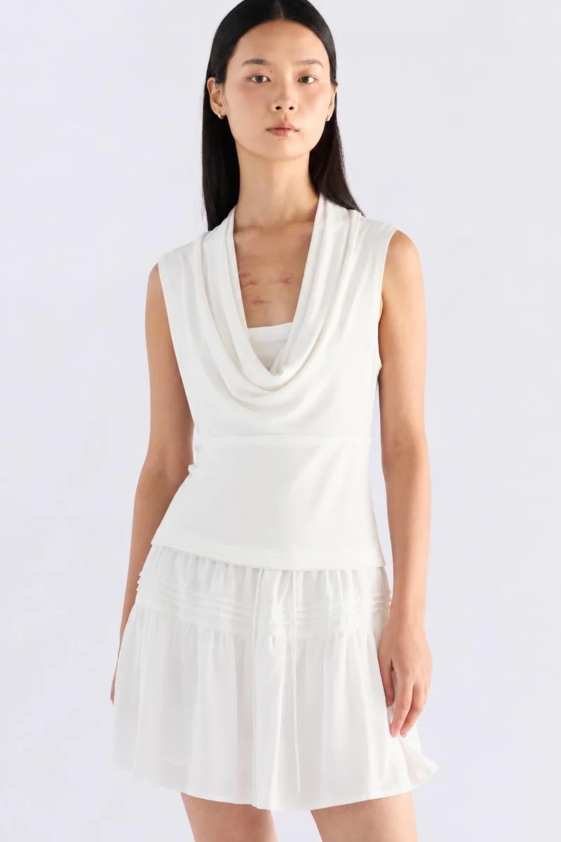 The Editor's Market Amberyn Cowl Tank - White