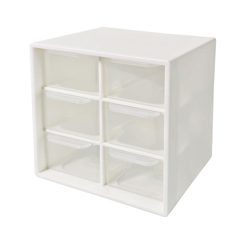 Nirvany Small Drawer Organizer for Desk, 4.7" x 4.7" x 3.8" Small Desktop Organizer with 6 Drawers, Plastic Storage Box for Office, Classroom, Craft and Home Organization - Image 1