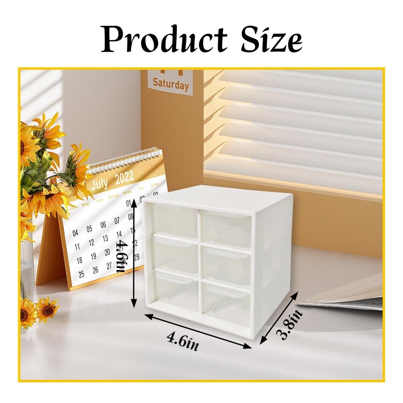 Nirvany Small Drawer Organizer for Desk, 4.7" x 4.7" x 3.8" Small Desktop Organizer with 6 Drawers, Plastic Storage Box for Office, Classroom, Craft and Home Organization - Image 2