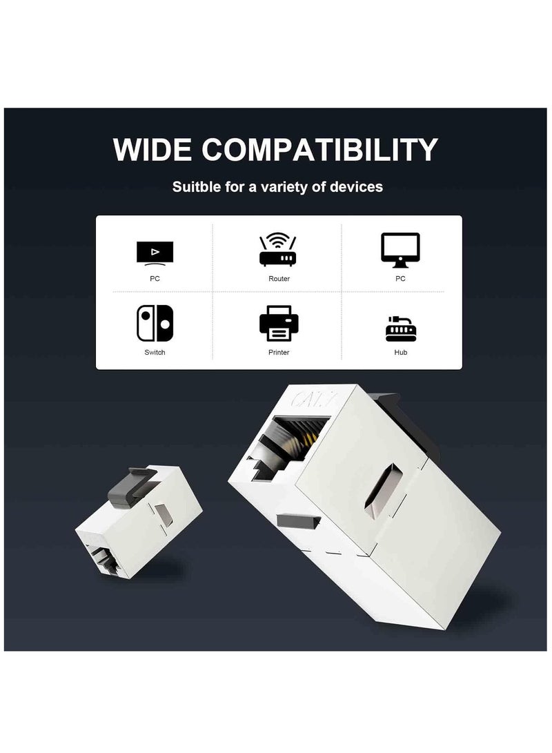 Zikra UL-Listed CAT7 RJ45 Shielded Coupler 10-Pack, Female to Female Keystone Jack, STP Insert for Cat7/Cat6a/Cat6/Cat5e Ethernet Cables (10 Pack) - Image 2