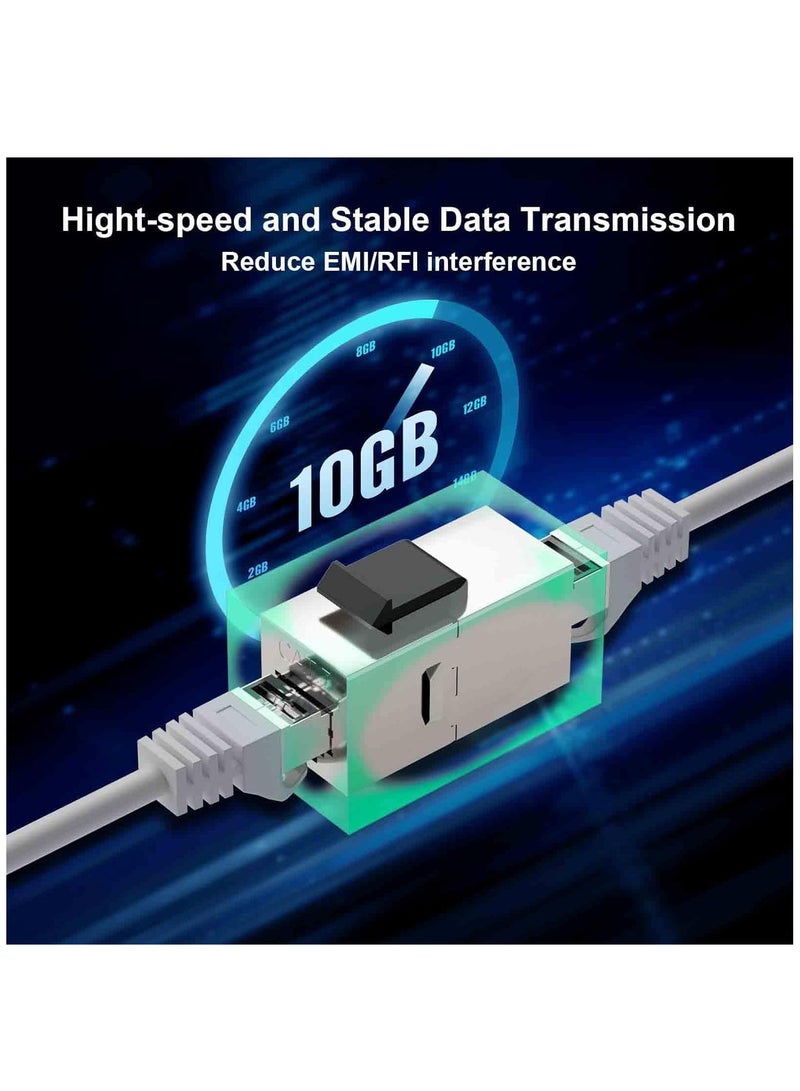 Zikra UL-Listed CAT7 RJ45 Shielded Coupler 10-Pack, Female to Female Keystone Jack, STP Insert for Cat7/Cat6a/Cat6/Cat5e Ethernet Cables (10 Pack) - Image 4