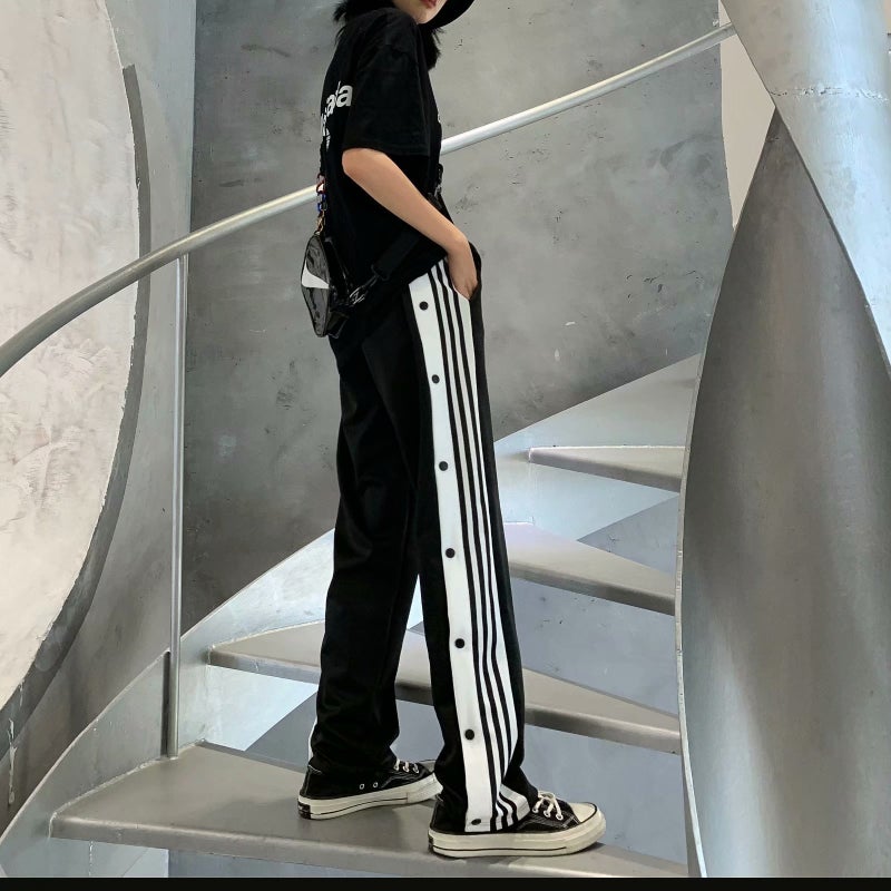 سروال زر مقلّم غير رسمي للرجال HSB-E18 أسود - Image 2