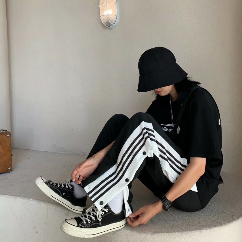 سروال زر مقلّم غير رسمي للرجال HSB-E18 أسود - Image 4