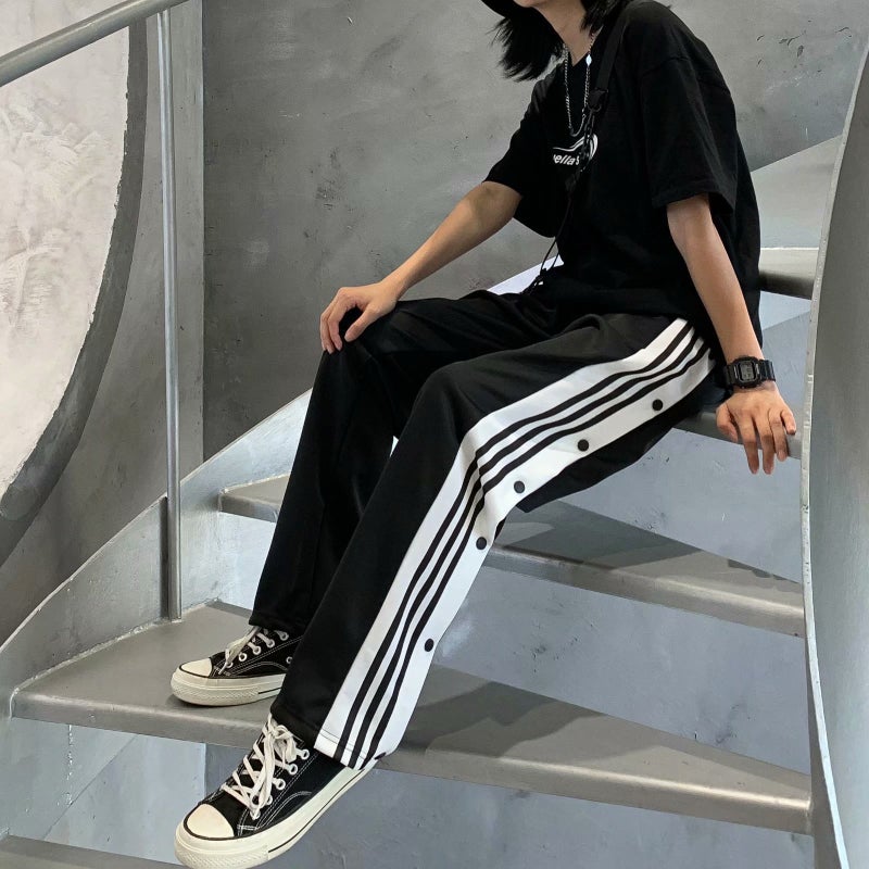 سروال زر مقلّم غير رسمي للرجال HSB-E18 أسود - Image 3