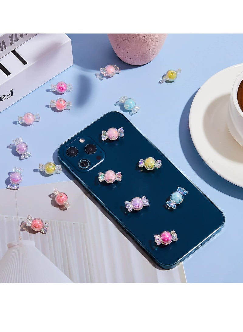 SYOSI 100 Pcs Acrylic Candy Bow Bead Mixed Colors Charm Beads Shiny Candy Beads Cute Kawaii Beads for Jewelry Making Hairband Bracelets Necklace DIY Craft Embellishment, Beautiful Candy Acrylic  Beads - Image 4