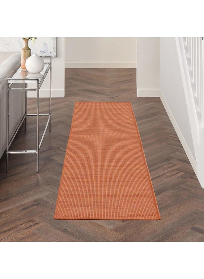 Nourison Positano Indoor/Outdoor Terracotta 2'2" x 8' Area Rug, Easy Cleaning, Non Shedding, Bed Room, Living Room, Dining Room, Backyard, Deck, Patio (2x8) - Image 1
