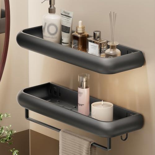 Lumclaw Bathroom Kitchen Rack Shelf Makeup Storage Organizer Shower Shelf Cosmetics Shampoo Rack Wall Spice 2 Pieces - Image 2