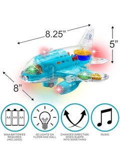 Airplane Bump and Go Transparent Toy  for Kids Airplane with Colorful Moving Gears Music and LED Effects Toy  For Toddlers - pzsku/ZD2C054C299382CE3DE11Z/45/_/1709110477/583846e7-20b2-412b-b158-ad2f5742c55a