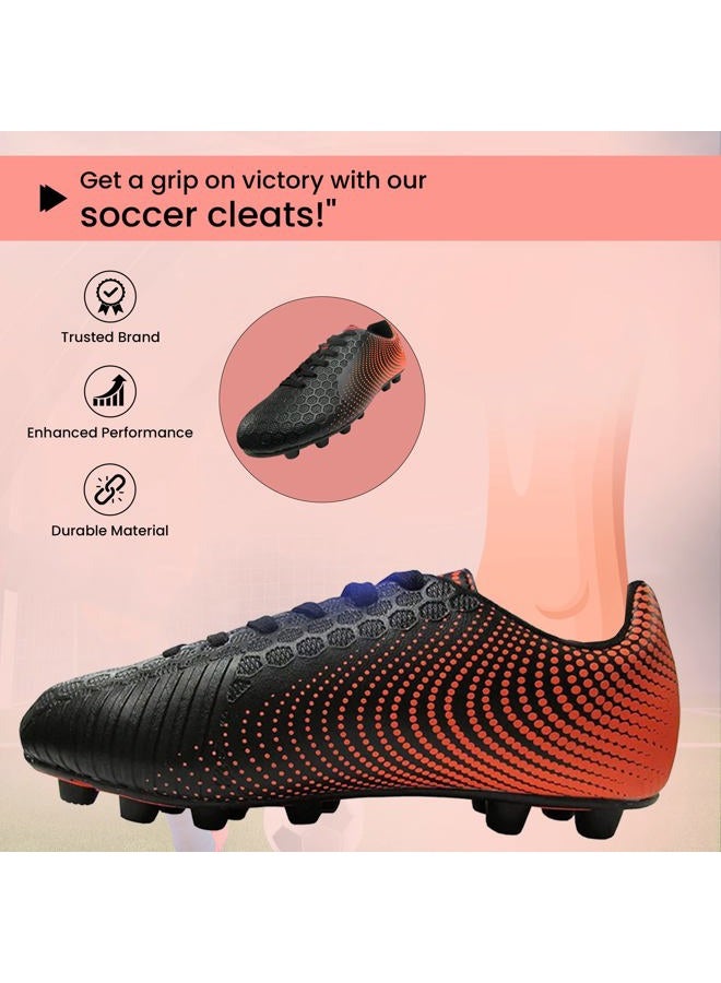 Vizari Stealth Firm Ground Soccer Cleats - Lightweight, Durable & Comfortable Youth Soccer Cleats with Excellent Traction - Boys Soccer Shoes with Padded Heel & Anti-Stretch Lining, Black/Orange, 4 - Image 4
