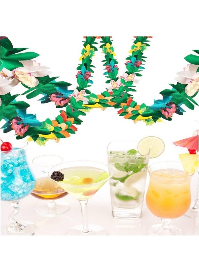 2 PCS Tropical Garland Party Decorations, 20ft Multicolored Tissue Paper Hibiscus Flower Summer Banner for Birthday Beach Theme Luau Moana Hawaiian Party Supplies Jungle Decor - Image 4