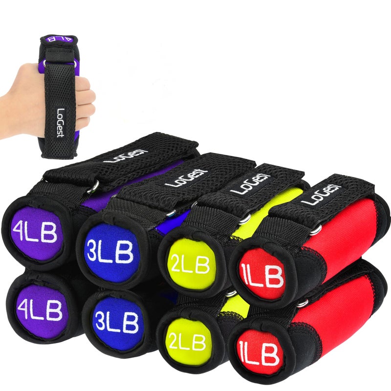 LoGest Soft Hand Weights with Adjustable Straps - Comes in 1LB Weights 2LB or 3LB 4LB - Comfortable Secure Weighted Neoprene Dumbbells with Straps for Walking Running Cardio Workout Physical Therapy - Image 1