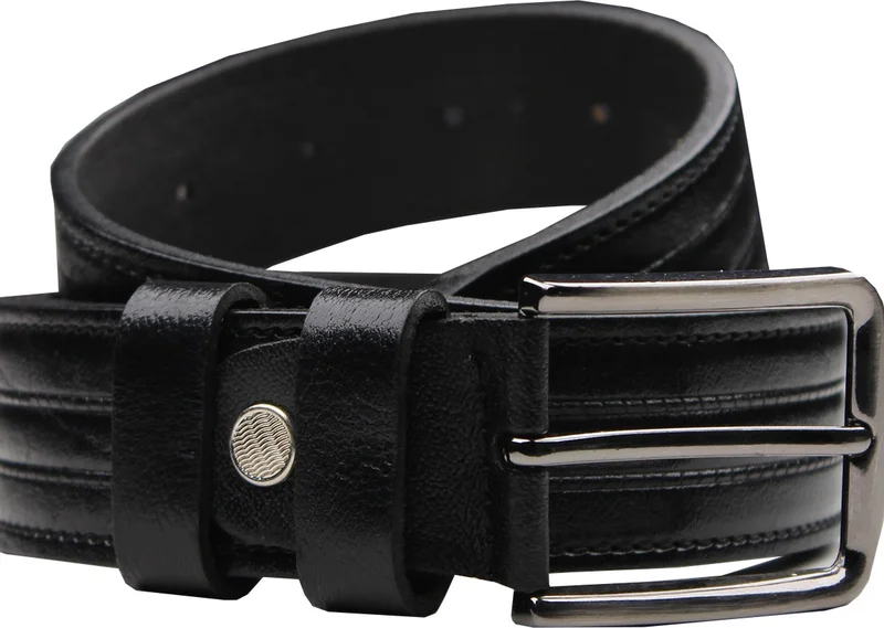 فاريتا Men's Soft Luxury Leather Patterned Black Belt