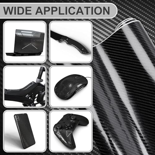 SUNBIRD Carbon Fiber Laptop Skin, 5D Twill-Weave, Self Adhesive Decal, 30.5 x 45.7 cm, Black, Compatible with 15.6 Inch Laptops (12 X 18 Inch) - Image 5