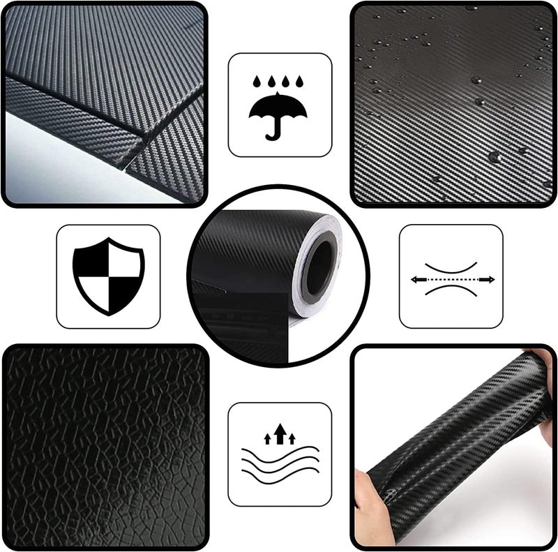 SUNBIRD Carbon Fiber Laptop Skin, 5D Twill-Weave, Self Adhesive Decal, 30.5 x 45.7 cm, Black, Compatible with 15.6 Inch Laptops (12 X 18 Inch) - Image 2