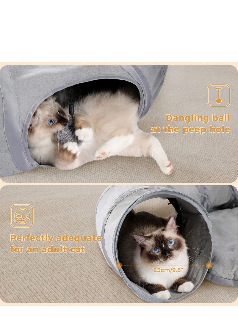 Alissa Cat Tunnel Bed with Central Mat and Peek Hole Cat Bed with Cat Toy Hanging Balls Tunnel Bed 95x95x24cm  - Image 4