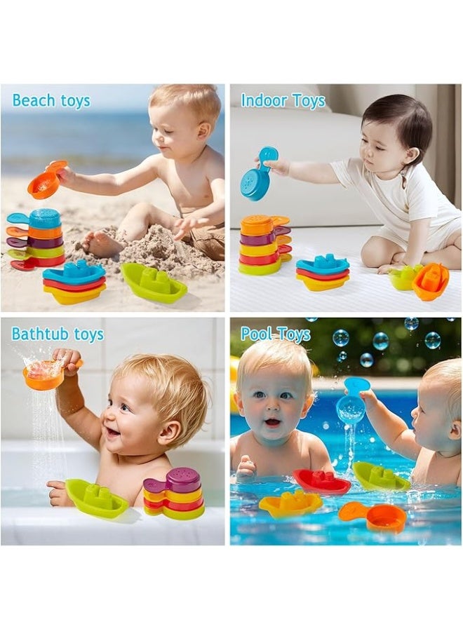 Baby Bath Toys for Kids Ages 1-3 | 11PCS Mold Free Floating Boats & Bathing Spoons Bathtub Water Table Toys for Babies 6-12 Months & Toddlers 2-4 Early Learning Educational Gifts  - Image 5