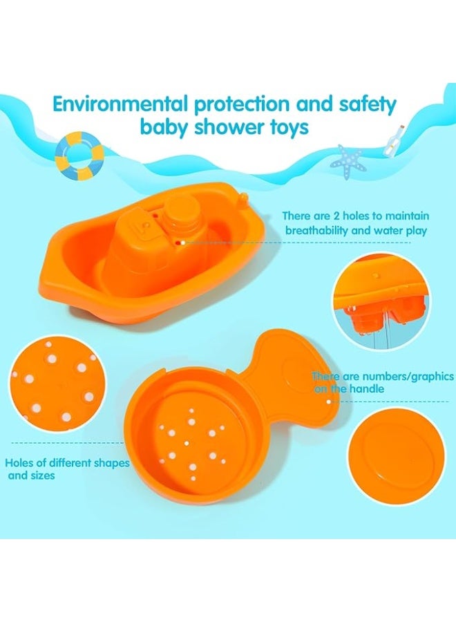 Baby Bath Toys for Kids Ages 1-3 | 11PCS Mold Free Floating Boats & Bathing Spoons Bathtub Water Table Toys for Babies 6-12 Months & Toddlers 2-4 Early Learning Educational Gifts  - Image 3