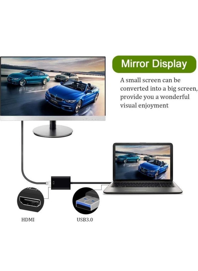 Generic - USB 3.0 to HDMI Adapter for Monitor Mac Windows 11 10 8 HDMI USB Converter for Laptop MacBook pro USB3 HDMI Cable Multiple Monitors for Desktop PC TV - Image 1
