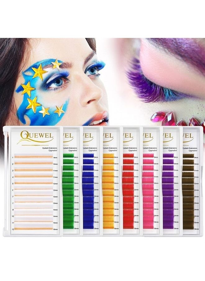 QUEWEL - Easy Fan Volume Lashes .07 D Curl Brown Volume Lash Extensions 9-16mm Mixed Lash Tray Color Lashes Extension Self Fanning 2D-10D Volume Eyelash Extensions by QUEWEL (Brown 0.07 D 9-16mm) - Image 1