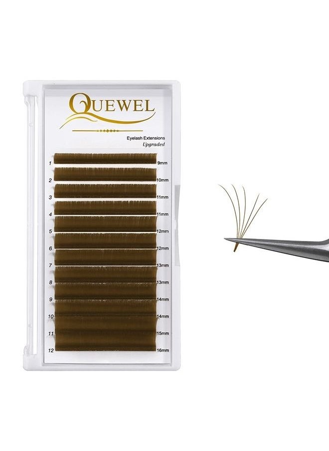 QUEWEL - Easy Fan Volume Lashes .07 D Curl Brown Volume Lash Extensions 9-16mm Mixed Lash Tray Color Lashes Extension Self Fanning 2D-10D Volume Eyelash Extensions by QUEWEL (Brown 0.07 D 9-16mm) - Image 1