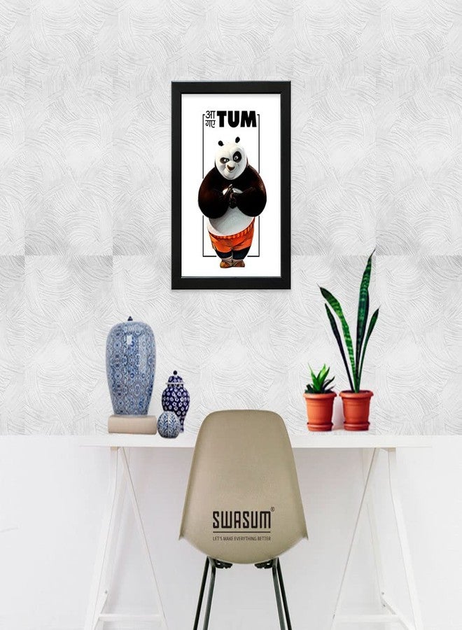 SWASUM Cute Panda (Bear),Funny Quote Poster with Frame for Wall Décor, (Pack of 01), Framed, Paper Print (13.5 inch X 10.5 inch, Box) (OPTION-01) - Image 2