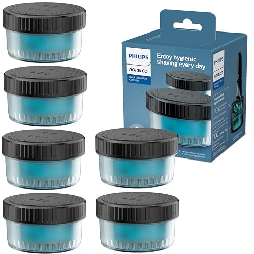 Norelco Philips Quick Clean Pod Cartridge, Lubricates Shaver & Eliminates Cut Hair, 6x 5.4 fl oz Cartridges (Up to 1.5yr Supply), BD9011AZ - Image 1