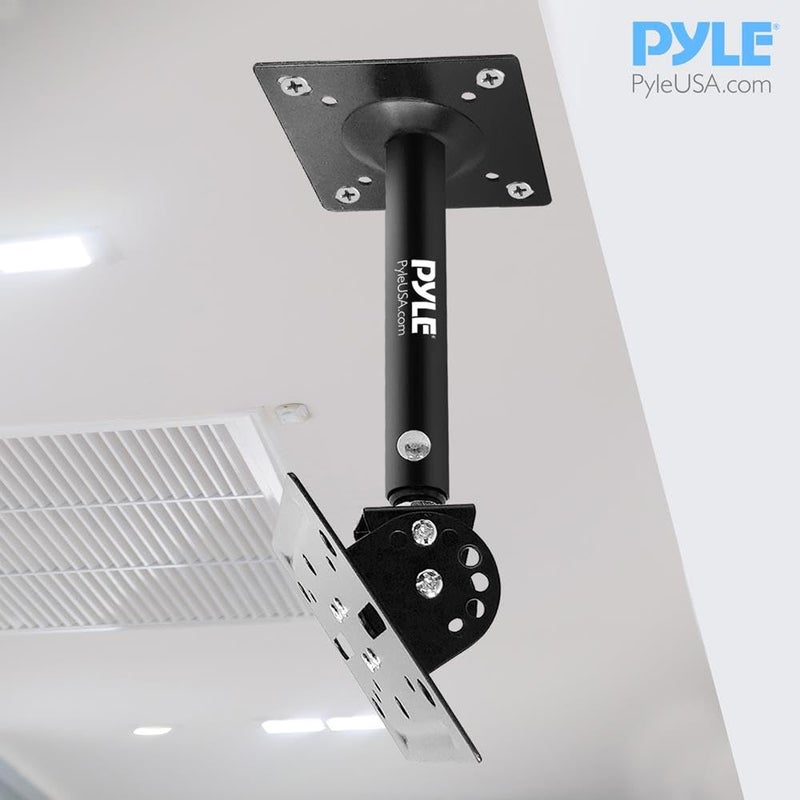 Pyle Speaker Wall Ceiling Mount Stand - Black Speaker Mounting Bracket w/ Adjustable Swivel Tilt, Retractable Telescopic Arm - Home Surround Sound System Bookshelf Satellite Speakers PSTNDC31 (Pair) - Image 5
