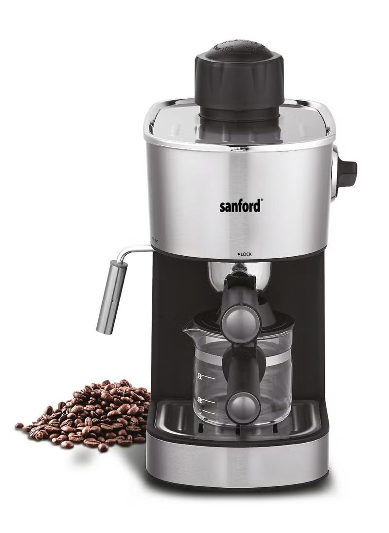 ماركة غير محددة ماكينة إسبرسو سانفورد SF1398ECM BS – 4 أكواب، ضغط 3.5 بار، وظيفة تبخير الحليب، فلتر ستانلس ستيل، سعة 240 مل، 800 واط، أسود  - Image 2