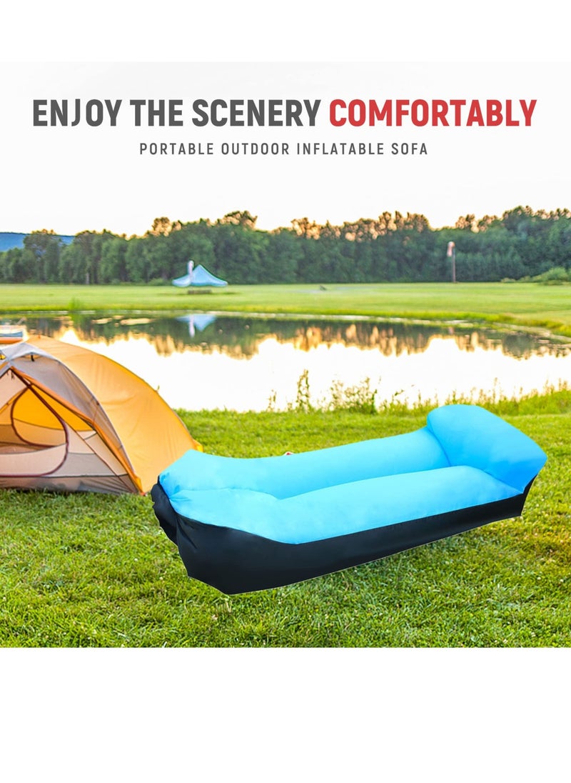 Generic - Portable Inflatable Lounger Air Sofa Hammock, Waterproof with Anti-Leak Design, Pillow-Shaped for Extra Comfort, Ideal for Lakeside, Beach, Camping, Picnics & Music Festivals (Blue) - Image 1