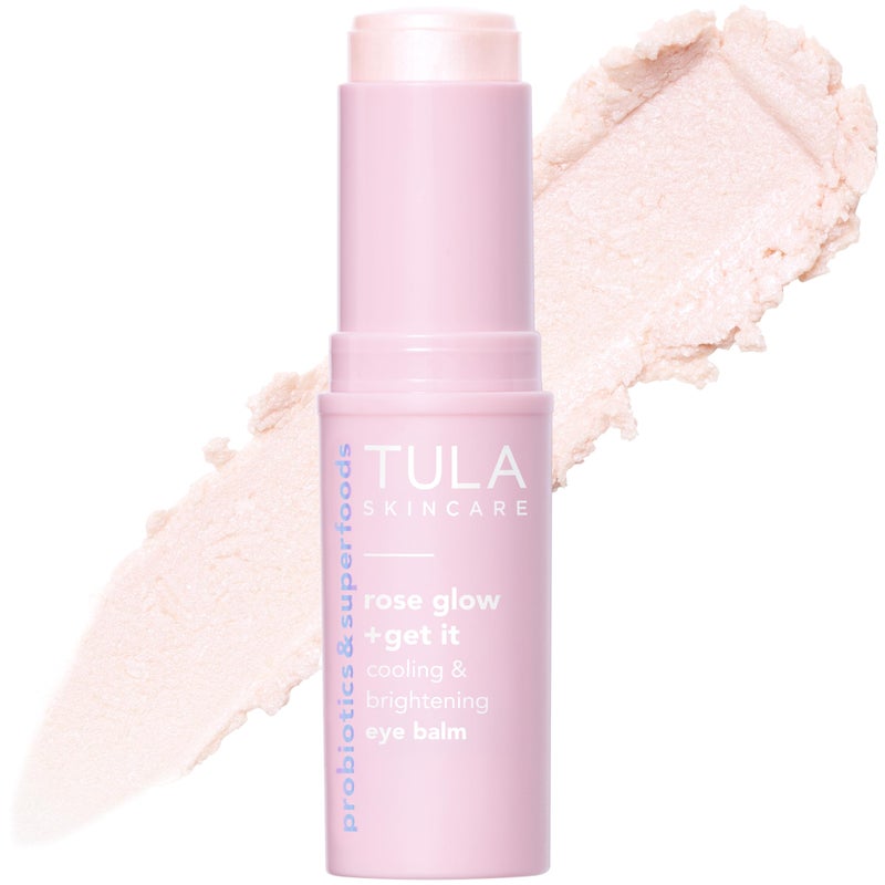 TULA Skin Care Eye Balm Rose Glow  Dark Circle Treatment Instantly Hydrate and Brighten Undereye Area Portable and Perfect to Use Onthego 035 oz