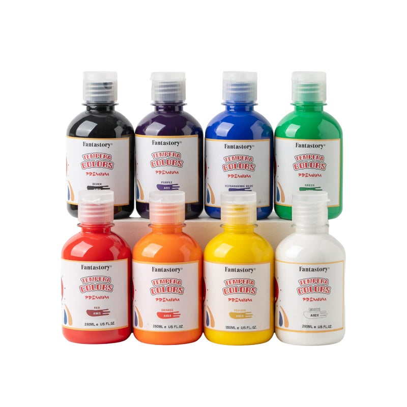 Fantastory Tempera Paint for Kids 8 Colors 84 oz Each Washable Tempera Paint Kids Poster Sponge Painting NonToxic Finger Hand Bottles Gifts 8 Colors 84 oz - Image 2