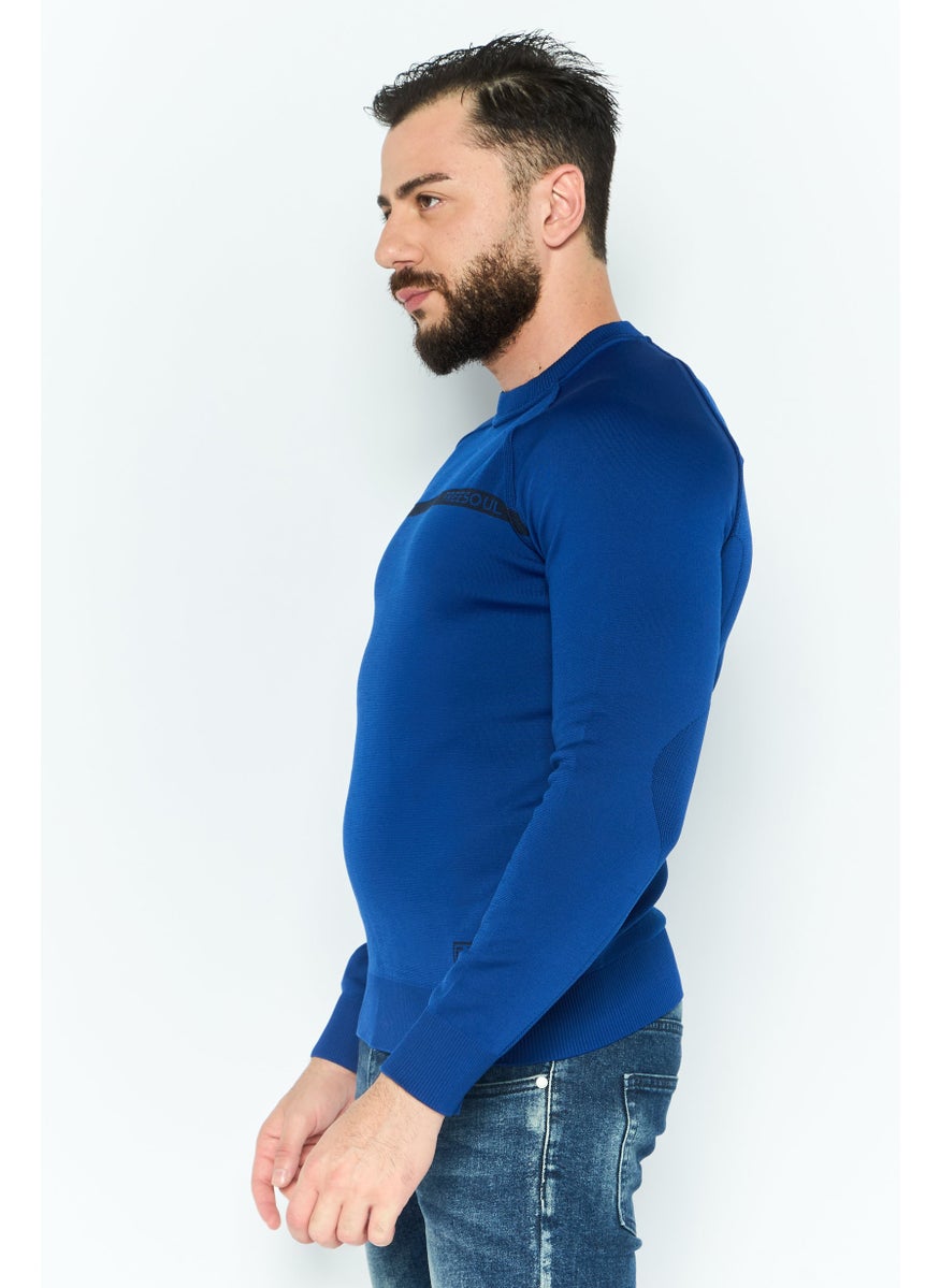 Free Soul - Men Crew Neck Brand Logo Long Sleeves Sweatshirt, Blue - Image 1
