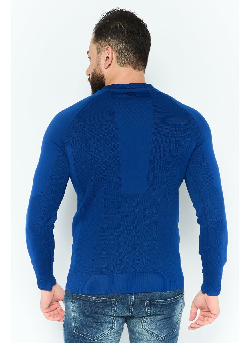 Free Soul - Men Crew Neck Brand Logo Long Sleeves Sweatshirt, Blue - Image 1