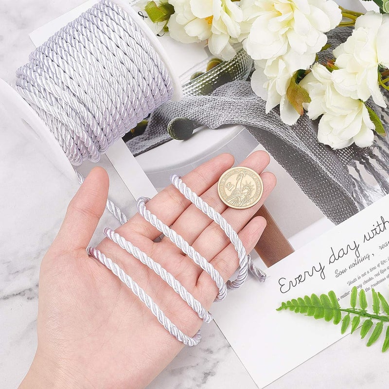 QZibeva 24 Meter Fancy Sofa Cushion Craft Cord 10 mm Thickness Color Silver_Plastic Spool not Including Silver - Image 1