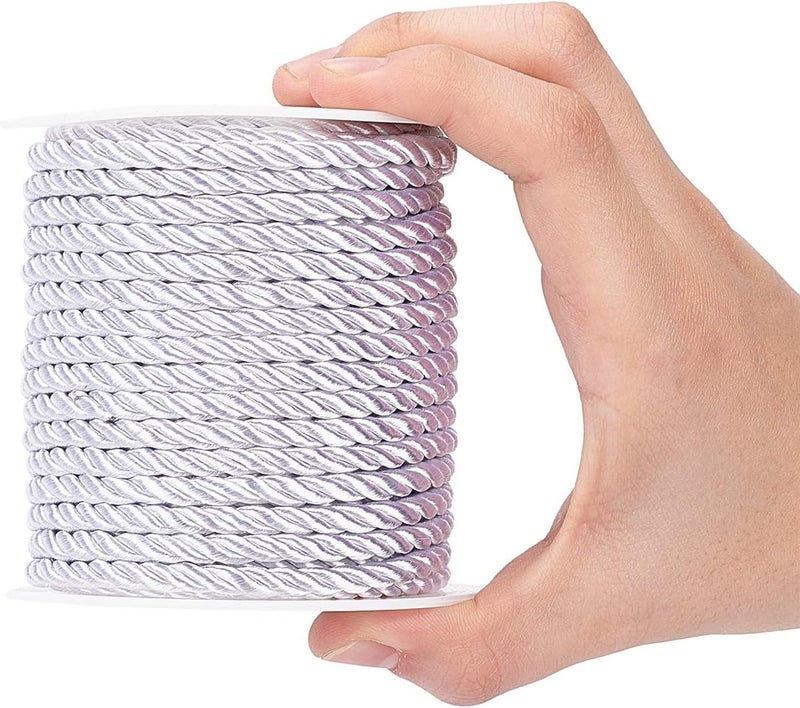 QZibeva 24 Meter Fancy Sofa Cushion Craft Cord 10 mm Thickness Color Silver_Plastic Spool not Including Silver - Image 2