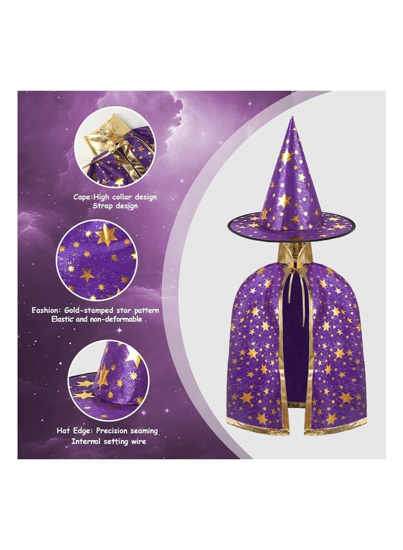 TAPIT Halloween Wizard Cloak for Children, Stars Pattern Witch Cloak and Hat, Halloween Kid's Wizard Costume for Boys and Girls, with Pumpkin Candy Bag (Purple) - Image 5