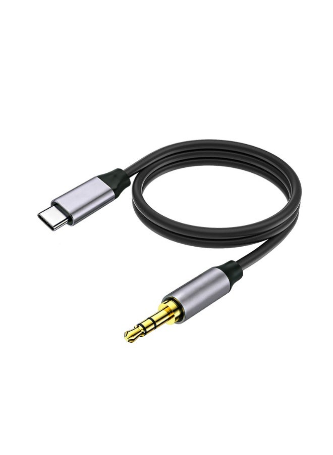 Type-C to AUX Cable – Pure Hi-Fi sound with a premium metal design, 1m length, compatible with iPhone 15/16/17, iPad, and Android devices.