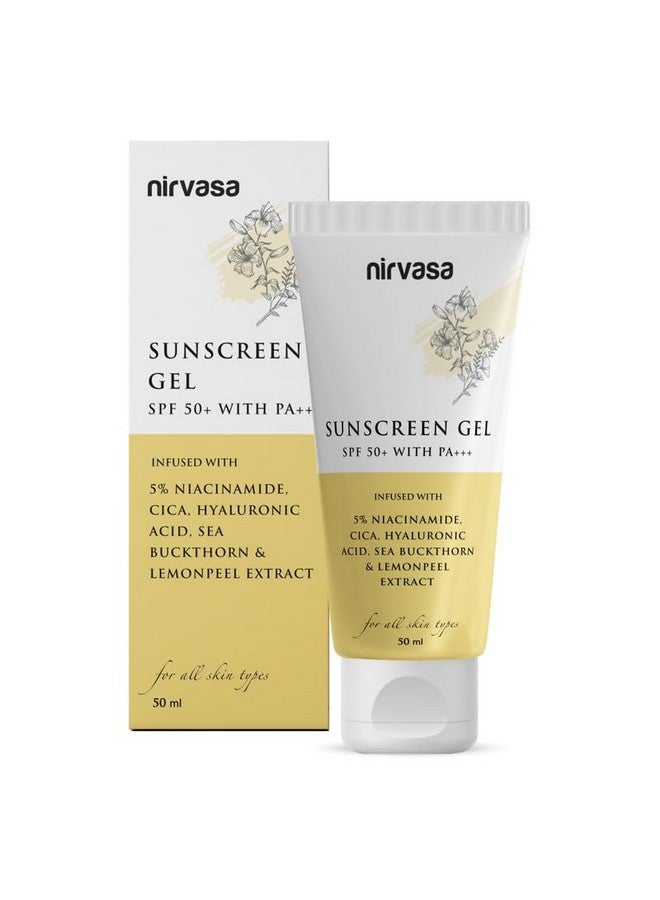 Nirvasa Spf50+ Sunscreen Gel With 5% Niacinamide For 98% Uvauvb Protection Lightweight No White Cast & Broad Spectrum Pa +++ Sunscreen Spf 50 For All Skin Types 50Ml Sunscreen For Women & Men - Image 1