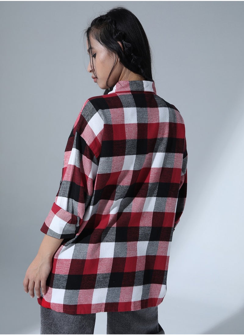 Hubberholme Oversized Buffalo Checks Casual Shirt for Women  - Image 5