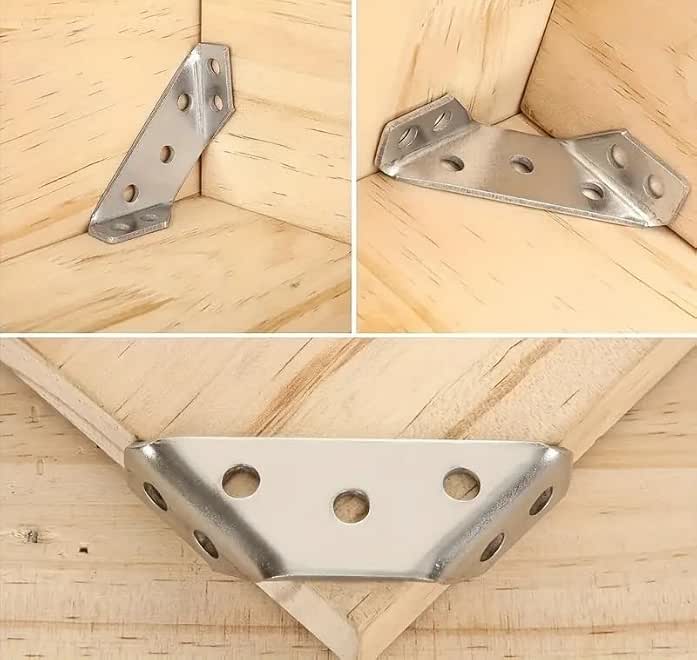 4 Pcs Heavy Duty Corner Bracket Connectors, Metal Angle Brackets for Wood Furniture