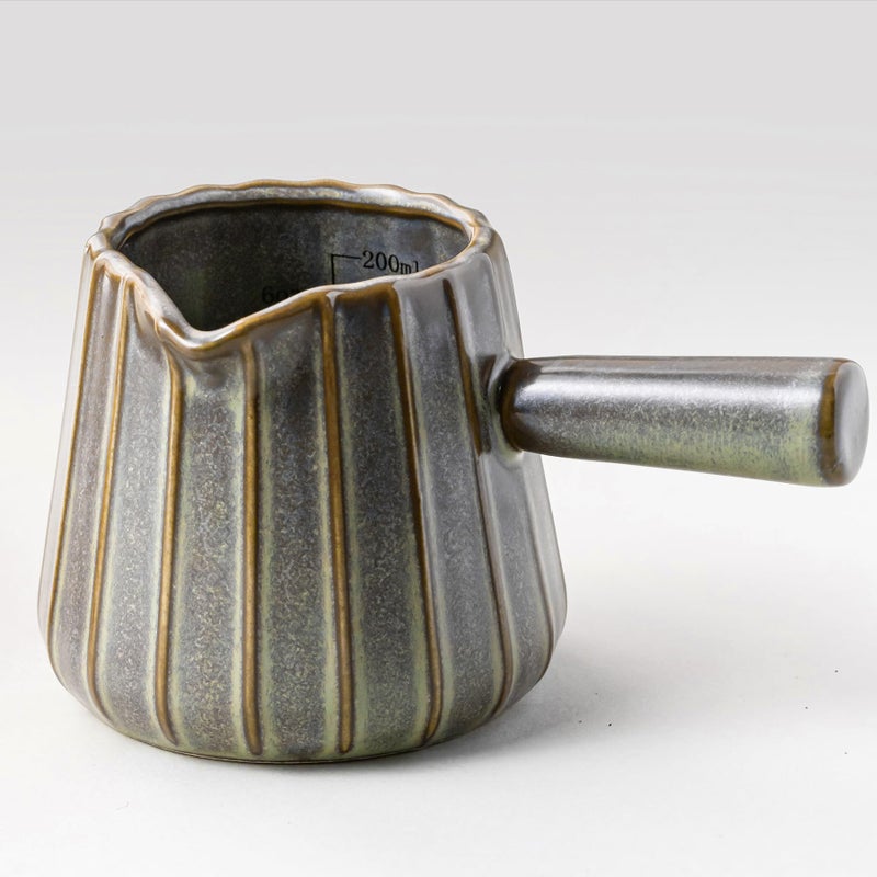 YHOJOY Espresso Cups Ceramic, 200ML Espresso Measuring Cup with Spout, Expresso Shots Cups with Handle, Espresso Accessories, Dark Green - Image 1