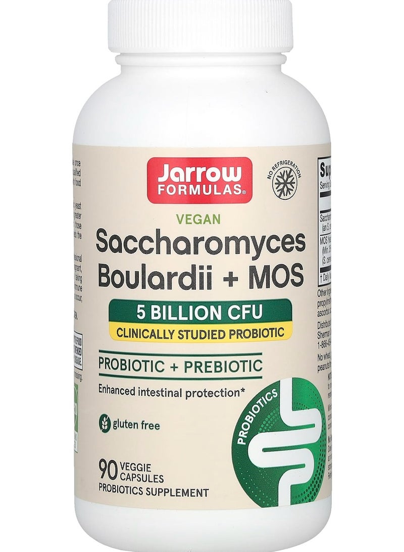 jarrow formulas Vegan Saccharomyces Boulardii + MOS, 5 Billion CFU, 90 Veggie Capsules
