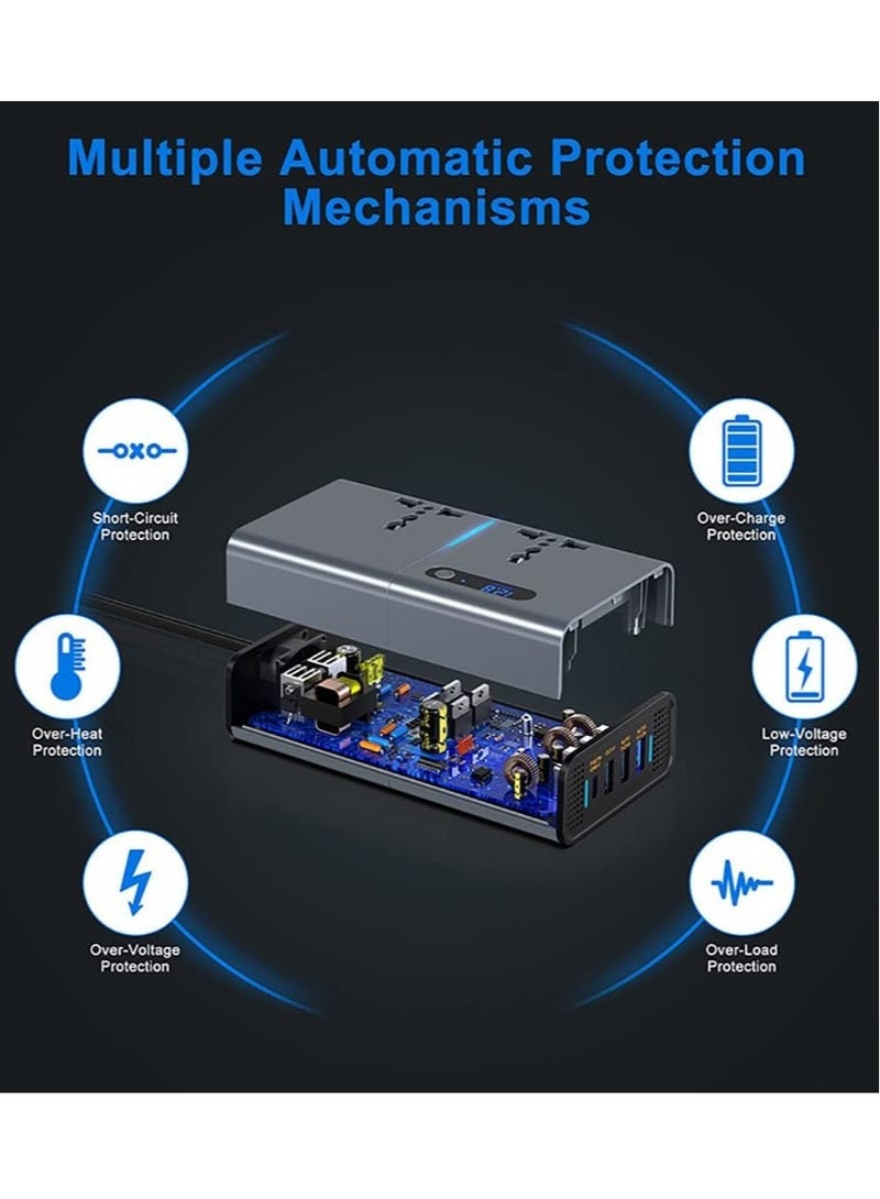 New 200W Car Inverter with LED Display: USB & Type-C Charging Convenience - Image 3